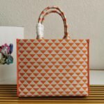Prada Symbole Large Bag Imitation in Orange/White Jacquard Fabric - Image 2