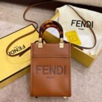 Top Quality Fake Fendi Mini Sunshine Shopper Bag In Brown Leather - Image 10
