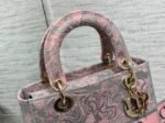 Dior Lady D-Lite Medium Bag Knockoff in Grey and Pink Toile de Jouy Reverse Embroidery - Image 5