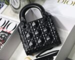 Dior Lady Dior Mini Bag in Black Calfskin with Diamond Motif - Image 13