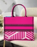 Dior Medium Book Tote Bag Fake in Pink D-Jungle Pop Embroidery - Image 8