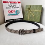 WIDE LEATHER BELT WITH DOUBLE G BUCKLE