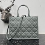 Dior Medium Book Tote Bag Replica with Strap in Grey - Image 2