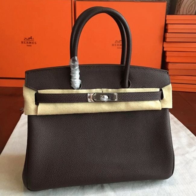 9A16738E-D04A-C5B5-1F31-EA2655C63C79.jpg Cafe Color AAA Hermes Birkin 30cm Counterfeit Bag - Image 1