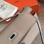 Hermes Grey Swift Top Replica Designer Kelly Pochette Soft Purse - Image 7