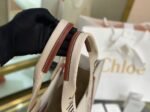 Top Quality Imitation Chloe Large Woody Tote Bag in Canvas with Brown Leather Strips - Image 5