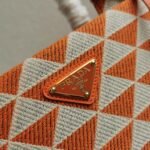 Prada Symbole Large Bag Imitation in Orange/White Jacquard Fabric - Image 7