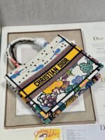 Dior Large Book Tote Bag Faux in White Pixel Zodiac Embroidery - Image 9