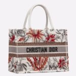 Dior Medium Book Tote Fake in White Camouflage with Multicolored
