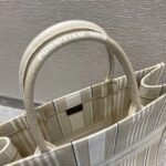 Dior Large Book Tote Bag Replica in Beige Stripes Embroidery - Image 8
