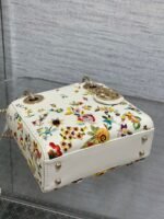 Dior Lady Dior Mini Bag Knockoff in White Calfskin with Multicolor Small Flowers - Image 10