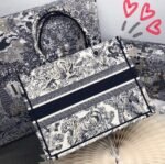 Dior Medium Book Tote Bag Replica in Blue Toile De Jouy Embroidery - Image 4