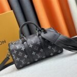 Louis Vuitton Brushed Monogram Keepall Bandouliere 25 City Bag In Black