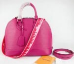 Louis Vuitton Epi Leather Alma PM Handbag In Pondichery Pink With Jacquard Strap - Image 8