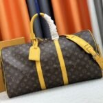 Louis Vuitton Monogram Macassar Canvas Keepall Bandouliere 50 In Safran Yellow
