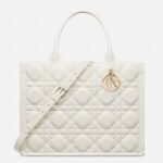 Dior Medium Book Tote Bag Knockoff with Strap in White