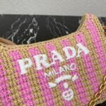 Prada Re-Edition Bag Knockoff in Beige and Pink Stripe - Image 5