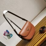 Prada Arque Shoulder Bag with Flap Fake in Brown - Image 9