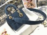 Dior Lady D-Lite Medium Bag Fake in Blue Cannage Embroidered Canvas - Image 3