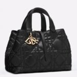 Dior Toujours Medium Bag Replica in Black Macrocannage Calfskin
