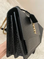 Fake Saint Laurent Sunset Medium Chain Bag Black Crocodile-embossed Leather - Image 4