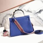 Blue with Zigzag Handle Replica Hermes Kelly 28cm Special Design - Image 4
