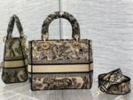 Dior Lady D-Lite Medium Bag Faux in Brown Toile de Jouy Embroidery - Image 9