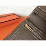 Taupe Clemence Fake Luxury Hermes Bearn Wallet - Image 3