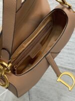 Dior Saddle Bag with Strap Knockoff in Blush Grained Calfskin - Image 9