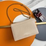 Fake Saint Laurent Sunset Medium Chain Bag Beige Crocodile-embossed Leather - Image 10
