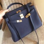 Sapphire Clemence Fake Hermes Kelly Retourne 28cm Premium Bag - Image 3