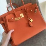 Orange Hermes Birkin 35cm Deluxe Knockoff Tote - Image 3