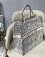 Dior Large Book Tote Bag Knockoff in Gray Toile de Jouy Reverse Embroidery - Image 4