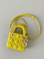 Dior Lady Dior Micro Bag Fake in Yellow Cannage Lambskin - Image 8