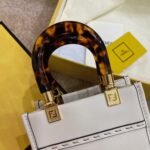 Top Quality Replica Fendi Mini Sunshine Shopper Bag In White Leather - Image 6