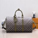 LV Monogram Gradient Canvas Keepall Bandouliere 45 In Khaki Green