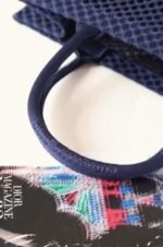Dior Large Book Tote Bag Replica in Blue Mesh Embroidery - Image 6
