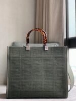 Top Quality Replica Fendi Sunshine Medium Tote Bag In Green FF Fabric - Image 6
