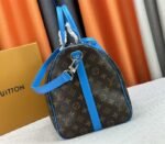 Louis Vuitton Monogram Macassar Canvas Keepall Bandouliere 50 In Gaston Blue - Image 4