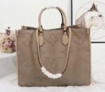 Louis Vuitton Monogram Empreinte Giant Onthego GM Tote In Beige