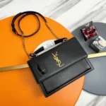 Knockoff Saint Laurent Sunset Medium Top Handle Bag Black Calfskin - Image 2