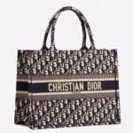 Dior Medium Book Tote Bag Replica in Blue Dior Oblique Embroidery
