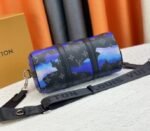 Louis Vuitton Monogram Eclipse Keepall Bandouliere 25 Travel Bag In Blue And Purple Sunrise - Image 4