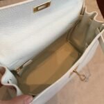 White Clemence Imitation Hermes Kelly Retourne 28cm Chic Tote - Image 3
