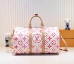 LV By The Pool Monogram Tiles Canvas Keepall 45 In Coral - Image 3