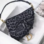 Dior Saddle Bag Replica in Grey Mizza Embroidery