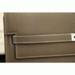 Grey Calf Leather Fake Hermes Kelly Depeche 38cm Briefcase Elegant Bag - Image 4