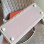 Grey Clemence Replica Designer Hermes Kelly Retourne 28cm Elegant Tote - Image 2