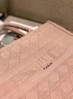 Dior Medium Book Tote Bag Knockoff in Pink Cannage Embroidered Canvas - Image 7