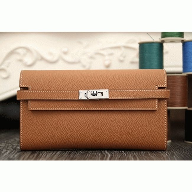 A4F03310-318D-B7A9-7408-0949DF232366.jpg Brown fake designer Hermes Kelly Longue wallet - Image 1